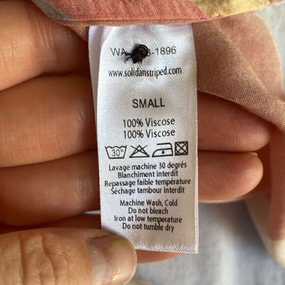 Solid and Striped Blue Orange and Cream Retro Wave 70's Style Button Down Shirt - Picture 11 of 14